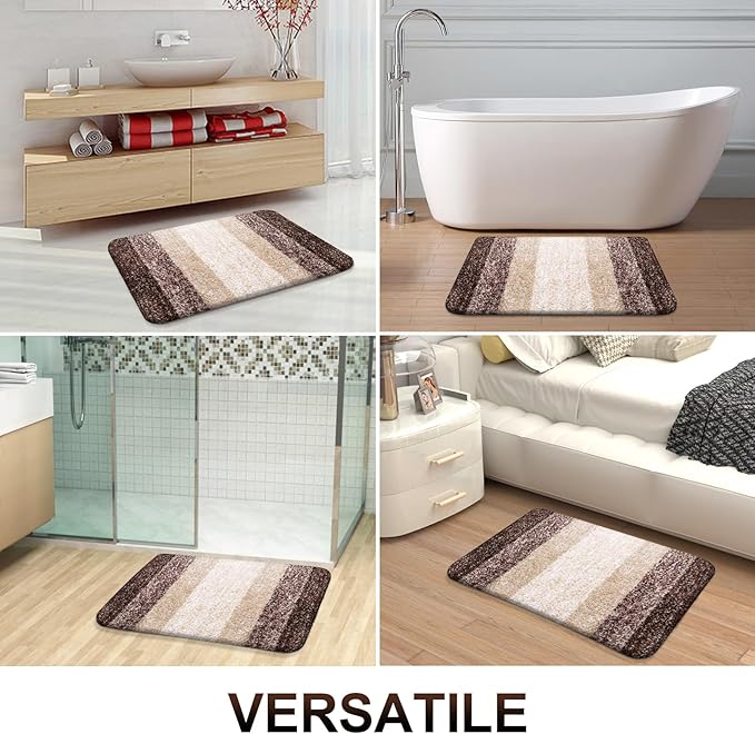 OLANLY Bathroom Rugs Mat 34x21, Extra Soft Absorbent Microfiber Bath Rugs, Rubber Backing, Quick Dry, Machine Washable Bath Mats for Bathroom Floor, Tub and Shower, Home Decor Accessories, Brown