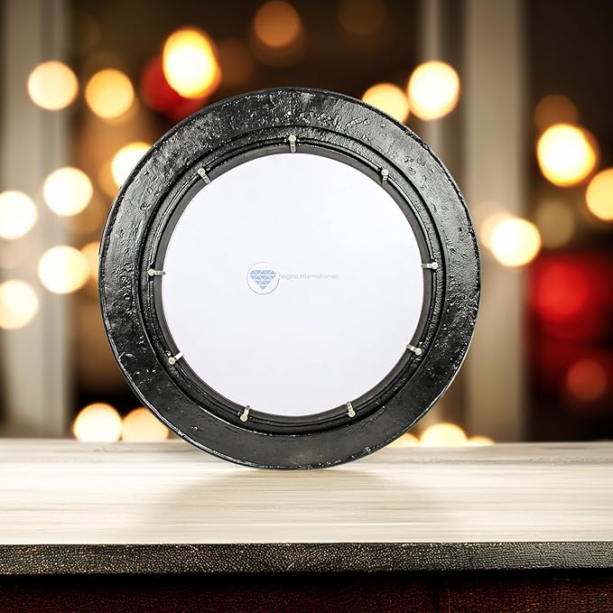 Nagina International Premium Matte Black Nautical Porthole Wall Mounted Mirrors | Maritime Ship's Decor Window