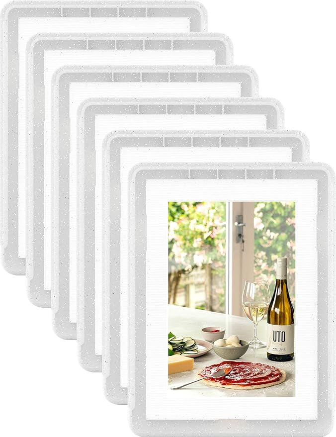 6-Pack 5x7 Picture Frame or 4x6 with Mat – Shatterproof Plastic Photo Frame for Family, Nursery & Playroom, Wall & Tabletop Picture Frames for Home Office, Safe Lightweight Design, in Crystal White