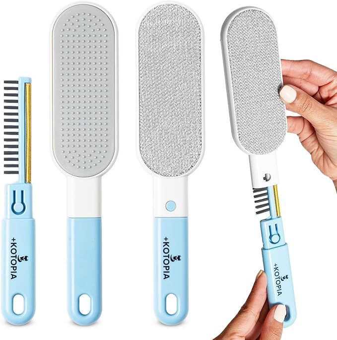 4-in-1 Pet Hair and Lint Remover Brush – Reusable Fabric and Clothing Cleaner for Pet Hair, Lint and Fur – Handheld Multi-Surface Tool for Clothes, Upholstery, Sofa and Travel Use (Sky Blue)