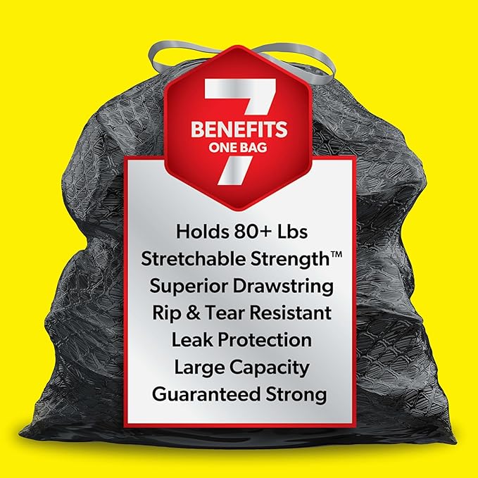 Glad ForceFlex Trash Bags 30 Gallon | Black | LeakGuard Protection | Stretchable Strength | 68 Count, Pack of 4