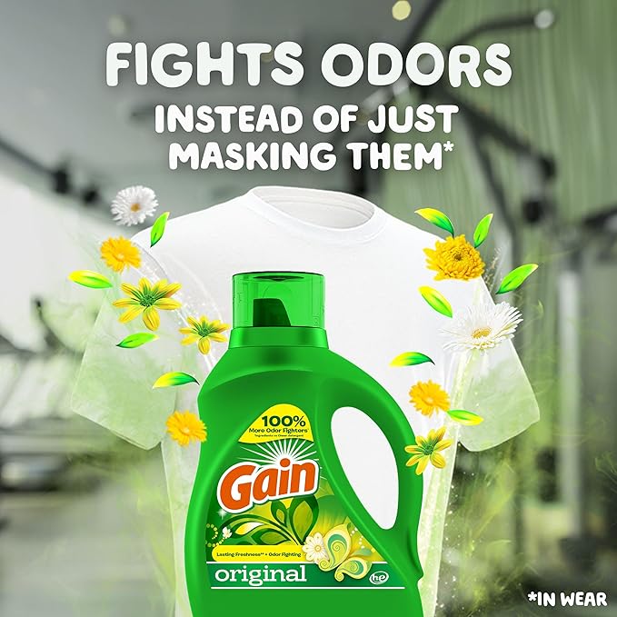 Gain + Aroma Boost Liquid Laundry Detergent, Original Scent, 61 Loads, 88 fl oz, HE Compatible