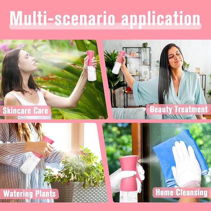 Spray Bottle For Hair,Continuous Water Mister for Hairstyling, Salons, Cleaning, Plants,Essential Oil Scents,Ultra Fine Mist Sprayer,6.8 OZ /200 ML-pink(Christmas Gifts)