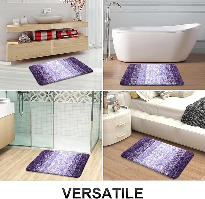 OLANLY Bathroom Rugs Mat 30x20, Extra Soft Absorbent Microfiber Bath Rugs, Rubber Backing, Quick Dry, Machine Washable Bath Mats for Bathroom Floor, Tub and Shower, Home Decor Accessories, Violet