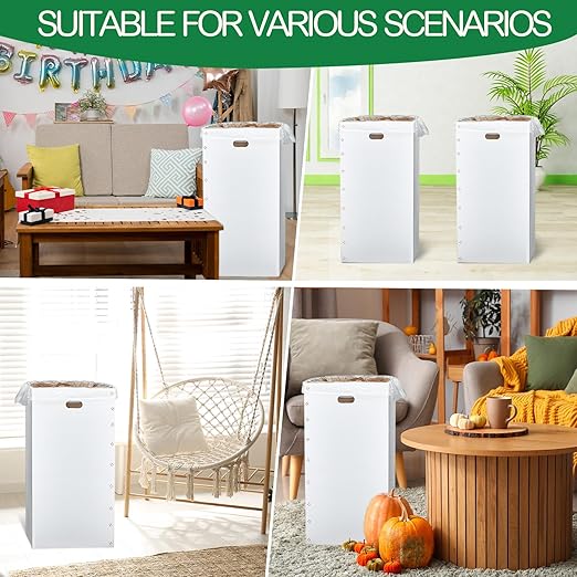 Nosiny 30 Pcs 50 Gallon Disposable and Reusable Corrugated Cardboard Trash Cans for Events, Recycling Bins Bulk with Trash Bags,Cardboard Garbage Boxes for Parties,18" x 18" x 36" (White)