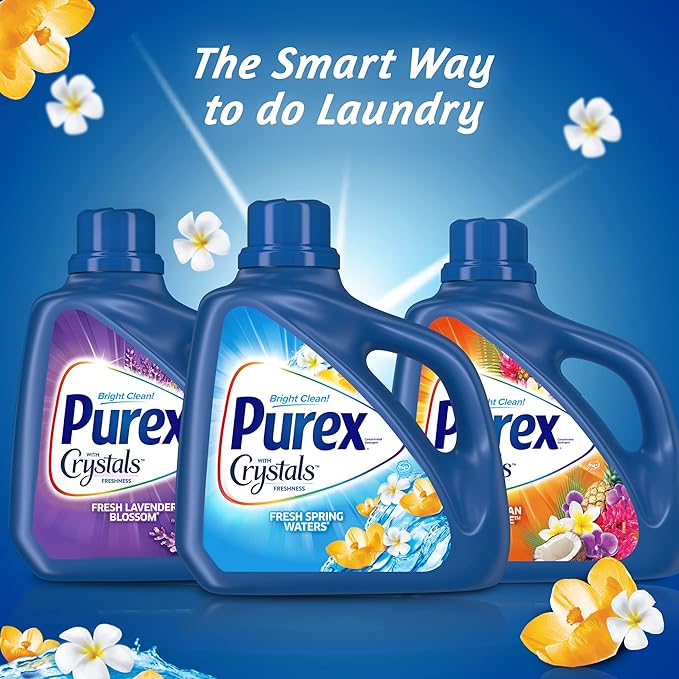 Purex Liquid Laundry Detergent with Crystals Fragrance, Fresh Spring Waters, 75 oz (50 loads)
