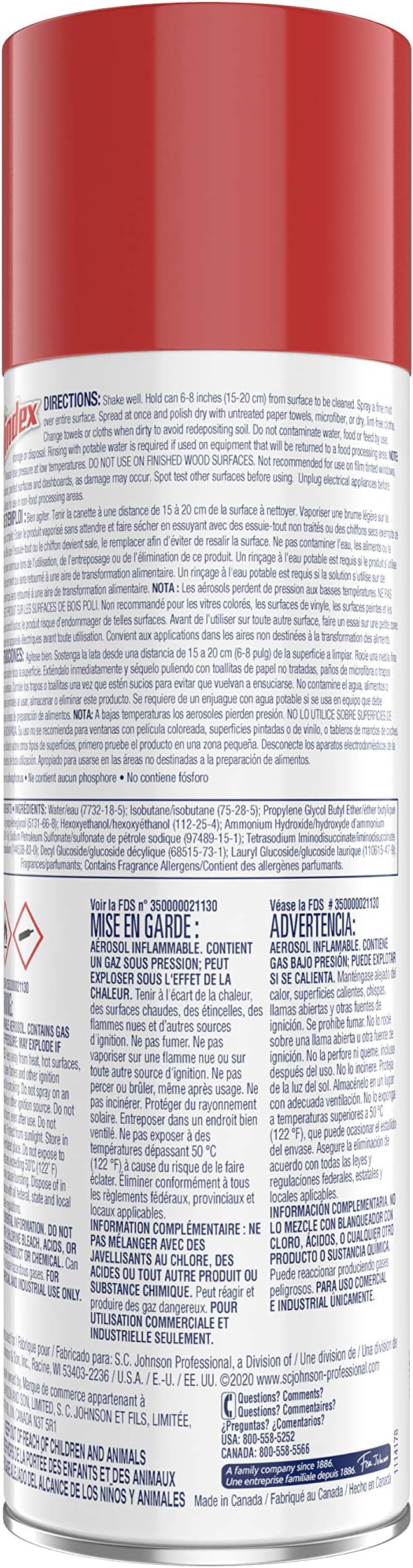Windex Foaming Glass Cleaner, Fresh, 20 oz Aerosol Spray, 6/Carton (333813)