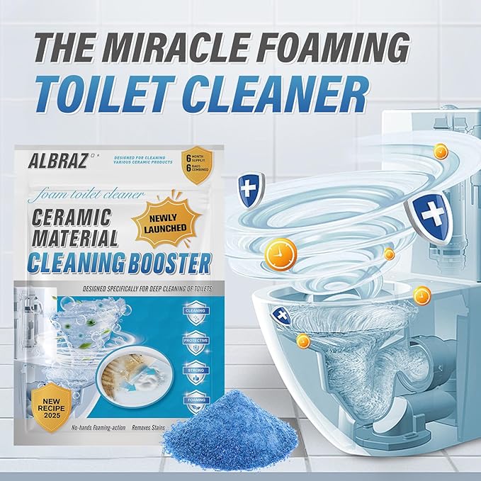 Foam Toilet Cleaner,Toilet Cleaner, Ceramic Mterial Cleaning Booster, Fully automatic, no manual operation required, highly efficient for deep cleaning the inner walls of the toilet.