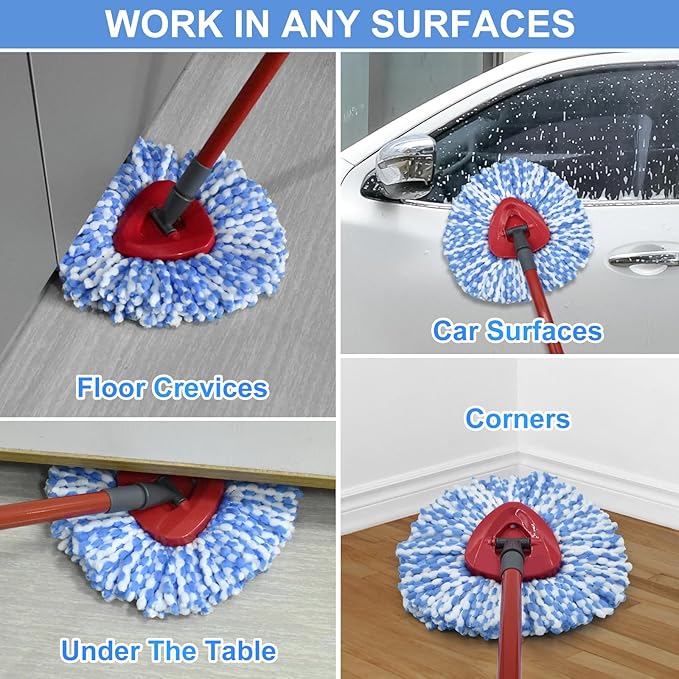 Mop Replace Head, 6 Pack Mop Heads Replacements for Oceda RinseClean 2-Tank System, Spin Mop Replacement Head, Microfiber Mop Refills, Machine Washable and Deep Cleaning (NOT for 1-Tank System)