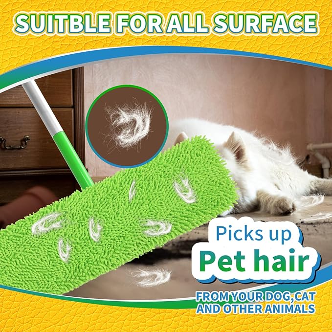 2 Pack X-Large Reusable 100% Coral Fleece Mop Pads Compatible with Swiffer XL（17'' x 5''）, Washable Pads for Surface/Hardwood Floor Cleaning (Mop is Not Included)