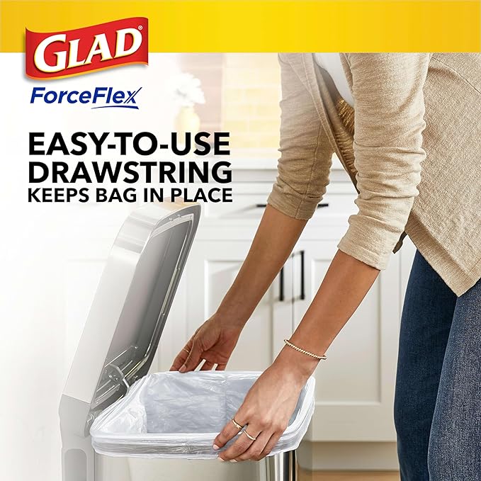 Glad ForceFlex Tall Kitchen Trash Bags, 13 Gal, Pine-Sol Original, 110 Ct (Package May Vary)