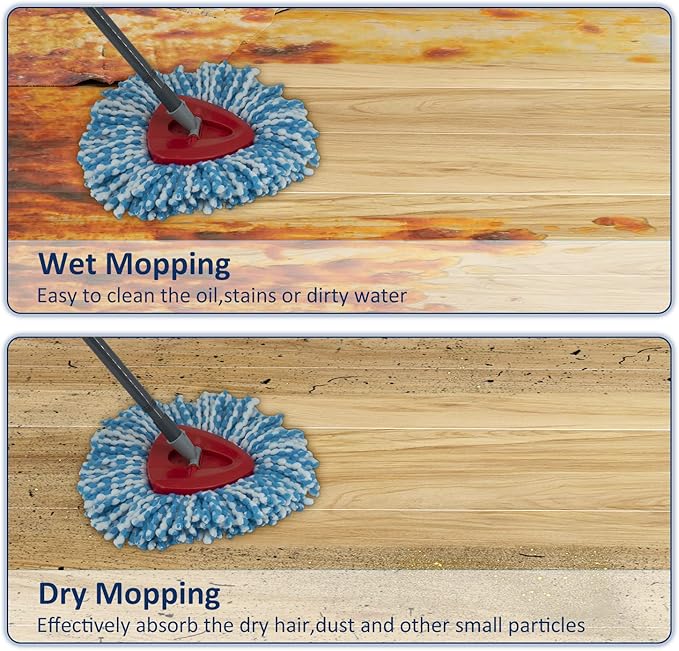 4 Pack Mop Head Replacement Compatiable with Oceda EasyWring,Mop Refill Replace Head for EasyWring Spin Mop 1 Tank systerm - Microfiber, Easy to Replace,Deep Floor Cleaning and Machine Washable
