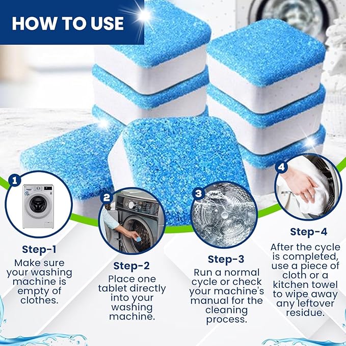 Washing Machine Cleaner & Dishwasher Cleaner Tablets - 48-Pack Bundle Compatible with Front Loader - Top Loader & He Machines and all Dishwashers Removes Buildup Lime Scales and residues - Septic Safe