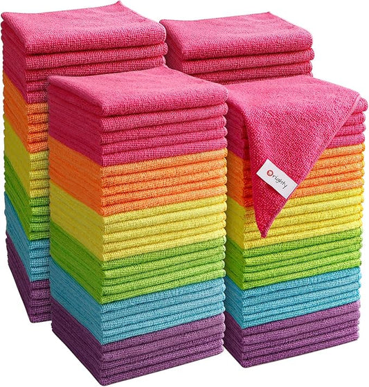 Orighty Microfiber Cleaning Cloth Pack of 120, Microfiber Towels for Cars, Highly Absorbent Car Cleaning Supplies, Lint Free Cloths Clean Rags for Car Care, House, Kitchen, 12x12 inch