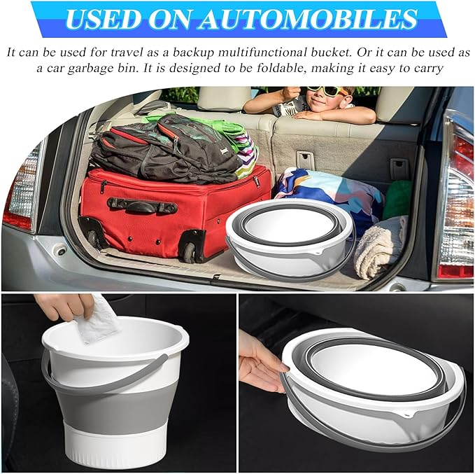 Collapsible Bucket 1.3 Gallon/5L Small Plastic Household Cleaning Mop Buckets Foldable Water Bucket for Car Wash Fishing Camping Beach (White)