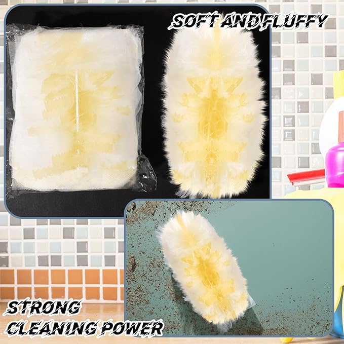 Vesici 150 Pcs Duster Refills Compatible with Swiffer Dusters Bulk Disposable Replacement Thickened with 1 Handle Heavy Duty for Cleaning, Office (Yellow,Blue,Orange,Purple)