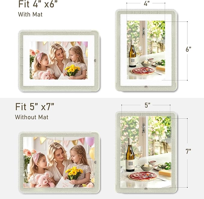 1-Pack 5x7 Picture Frame or 4x6 with Mat – Shatterproof Plastic Picture Frames for Family, Nursery & Playroom, Wall & Tabletop Frame for Home or Office, Safe Lightweight Design, Crystal Lightgray