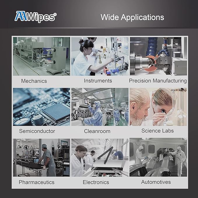 AAwipes Cleanroom Cellulose/Polyester Wipes Bulk, (6"x6", 1 Box 9,000 Pcs per 30 Bags, NW06806) Lint Free Nonwoven Polycellulose for Lab, Electronics, Pharmaceutics, Electronics