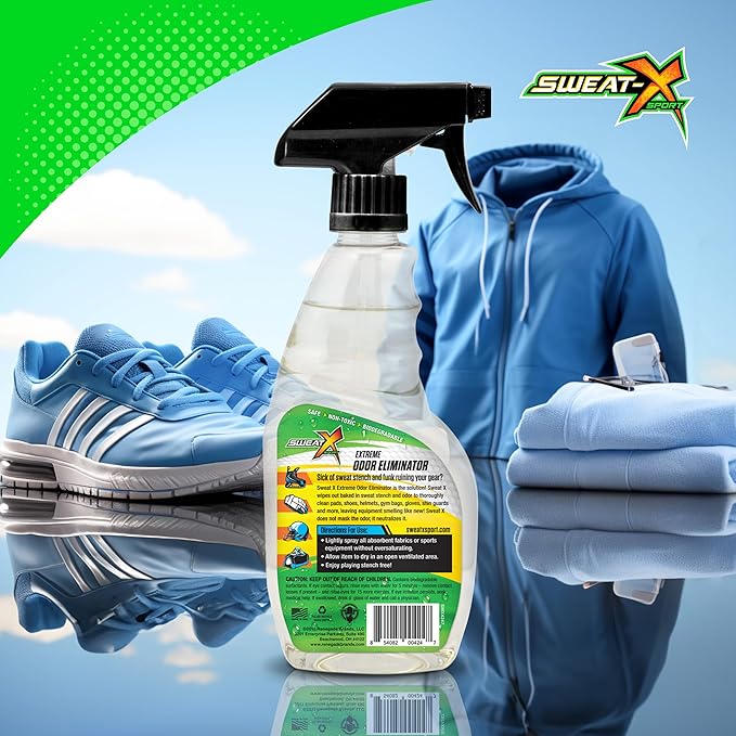 SweatX Extreme Odor Spray - Multipurpose No-Wash Deodorizer - Ideal for Shoes and Gym Clothing - Victory Scent (16 fl oz) - 2 Pack