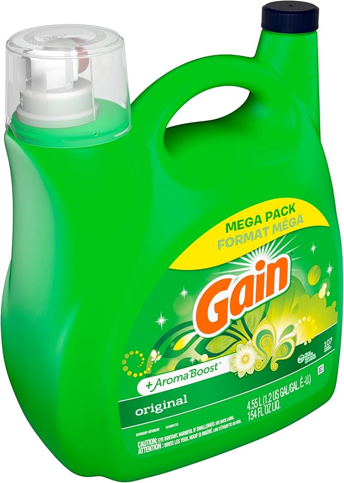 Gain + Aroma Boost Liquid Laundry Detergent Original Scent 107 Loads 154 oz HE Compatible (Pack of 2)