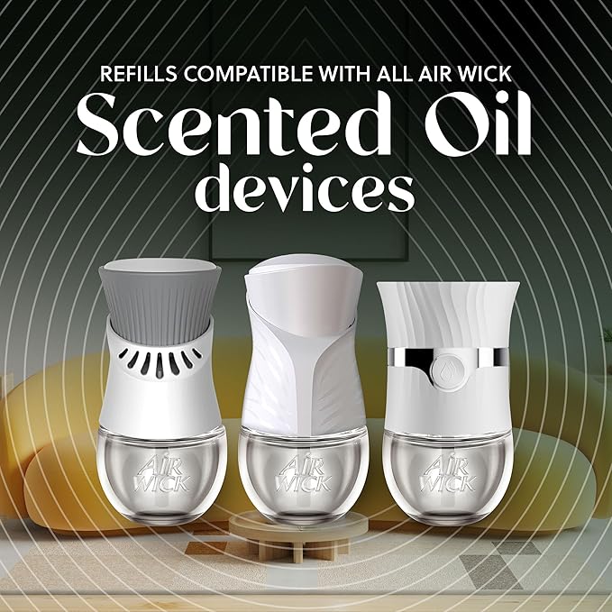 Air Wick Plug In Scented Oil Refills, Sweetgrass + Sandalwood, Air Fresheners for Home Long Lasting, Room Fresheners,Air Freshener Plug In, Essential Oils, Home Essentials for Small&Large Spaces,5 ct