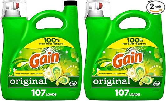 Gain + Aroma Boost Liquid Laundry Detergent Original Scent 107 Loads 154 oz HE Compatible (Pack of 2)