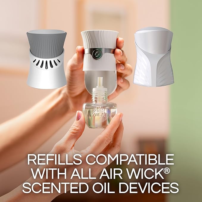 Air Wick Plug in Scented Oil Starter Kit, 2 Warmers + 6 Refills, Lavender & Chamomile, Eco Friendly, Essential Oils, Air Freshener