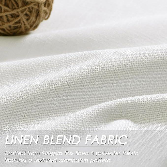 Nanspring Ivory Linen 100% Blackout Curtains 2 Panels Set Back Tab Rod Pocket Thermal Insulated Textured Black Out Curtains for Bedroom Living Room 52x100