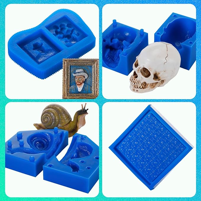 BBDINO Silicone Mold Making Kit, 30A Liquid Silicon for Molds Making 38.8 OZ, Quick Cure Molding Silicone Rubber, 1:1 Ideal for Silicon, Resins, Soap, Concrete, Wax Mold-Casting Sapphire Blue