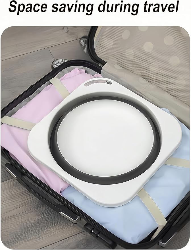 Portable Folding Wash Basin, 1.4 Gallon Lightweight Collapsible Sink, Camping Dish Tub, RV, Travel, Space-Saving and Easy to Store (Blue, 1 Pack)