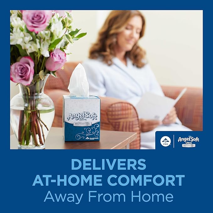 Georgia-Pacific Angel Soft Ultra Professional Series Premium 2-Ply Facial Tissue (4836014), 126 Sheets Per Box, 10 Tissue Flat Boxes Per Case