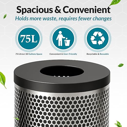 30 Gallon Perforated Stainless Steel Round Trash Receptacle Commercial Indoor Decorative