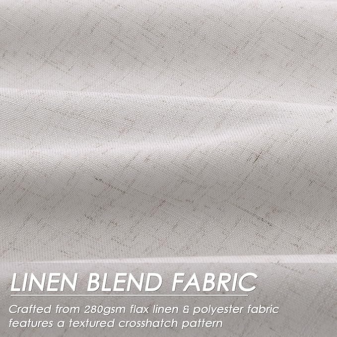 Extra Long Blackout Curtains 108 Inches Long Champagne Modern Linen Back Tab Curtains for Sliding Glass Doors Thermal Darkening Light Blocking Floor Length Windows Drapes with White Liner 52x108