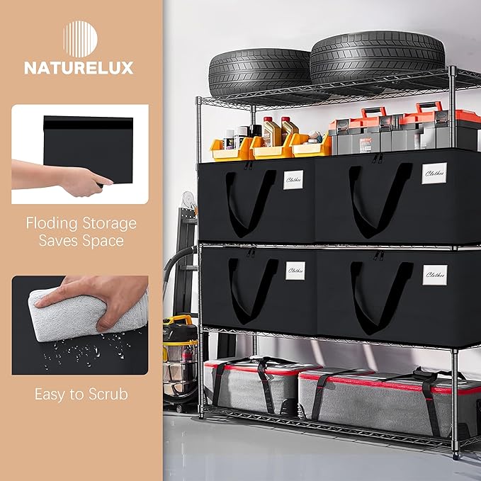 Heavy Duty Moving Bags - Extra Large Packing Bags and Storage Totes, Collapsible and Foldable Option for Moving and Storage, Black, 125 L - 18 Pack