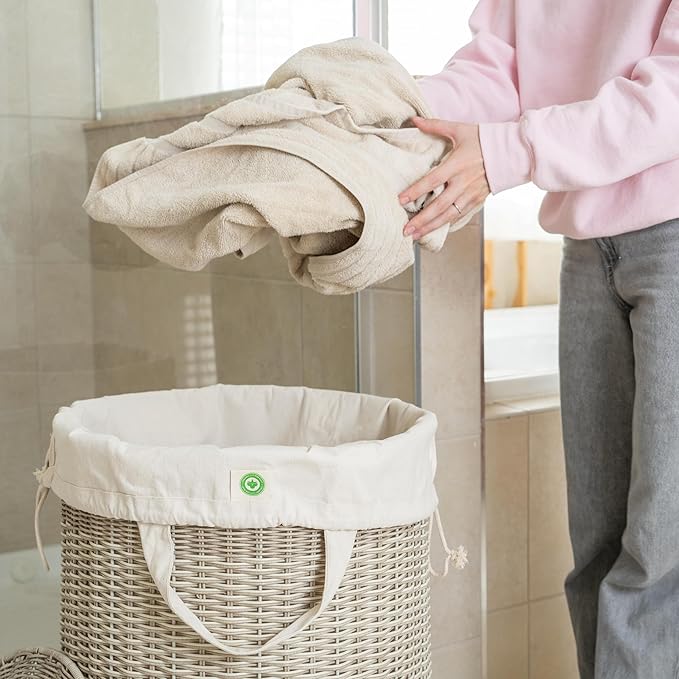 Heavy Duty Laundry Hamper Bags - Extremely Sturdy, Durable Canvas Replacement Laundry Hamper Liner - Works for Round & Square Hampers with Drawstring Closure (3 Pack)