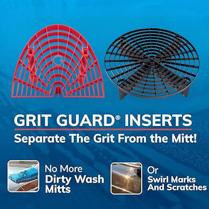 Grit Guard The Original Bucket Insert with Washboard Combo | Removes Dirt from Wash Mitt for Detailing | Car Wash Bucket Insert & Washboard | Red/Blue