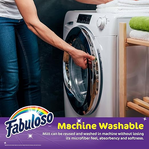 Fabuloso Microfiber Cleaning Mitt, Purple, One Size Fits All - Lint-Free, Scratch-Free Glove for Surfaces and Furniture - Dustless Hand Cloth for Bold & Bright Experience, 3 Count