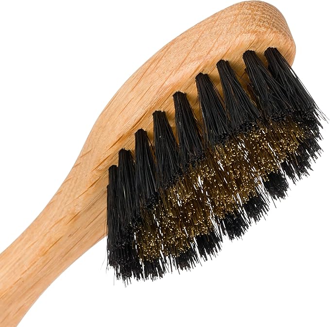 Redecker Wire and Natural Pig Bristle Suede Brush with Oiled Oakwood Handle, 6-7/8-Inches