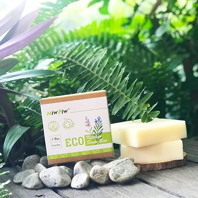 Vegan Dish Soap Bar Pack 2- Large 5 Ounce - Lather Clean Safe Ingredients- Plastic Free Palm Oil Free - Zero Waste Eco Friendly Kitchen Dishwashing Solid Soap