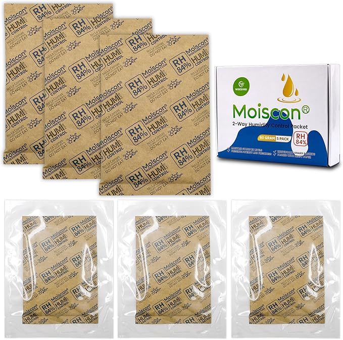 84% Two-Way Humidity Control Packs for Storing 1 lb – Size 60 – 25 Pack – Seasoning Packets Moisture Control Packets Individually Wrapped, Humidifier Packs for Season Wood Humidifier Boxes