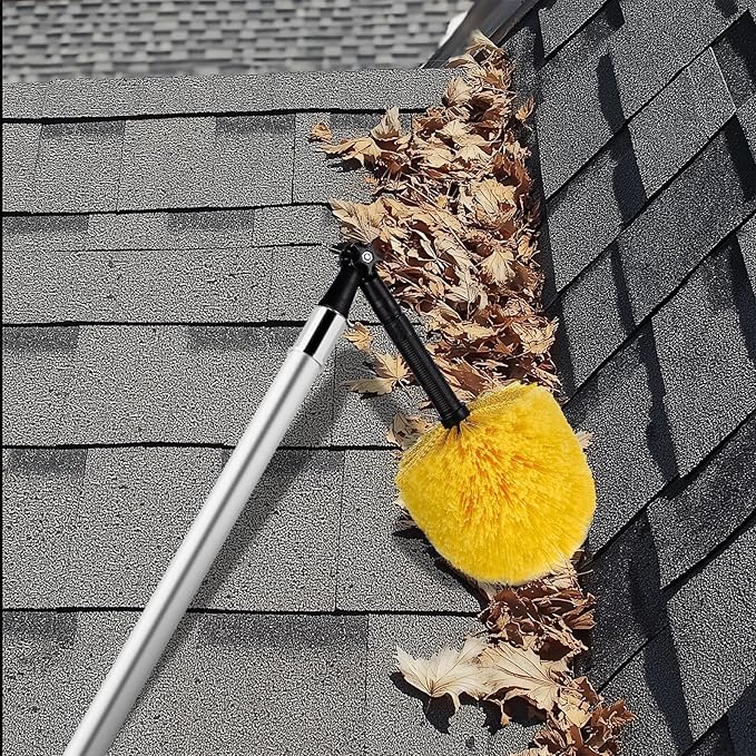 5-to-18 Foot Cobweb Duster with Extension Pole, 25 Ft High Reach and 2 Replaceble Spider Web Brush Heads, Heavy Duty for Indoor & Outdoor Use