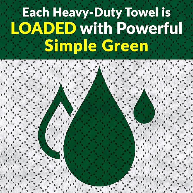 Simple Green Professional Grade Heavy-Duty Cleaning and Degreasing Towels, All-Purpose Cleaning Wipes, 75 count | (Pack of 6)