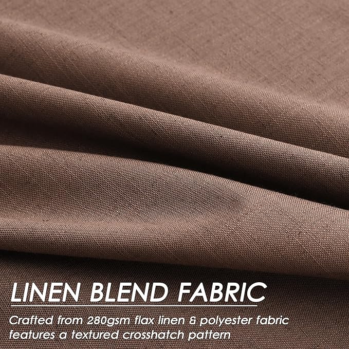 Caramel Brown Linen Blackout Curtains 108 Inches Long 2 Panel Set for Living Room Back Tab Pocket Drapes Cotton Textured Room Darkening Light Blocking Curtain for Bedroom Cottage High Window 52x108