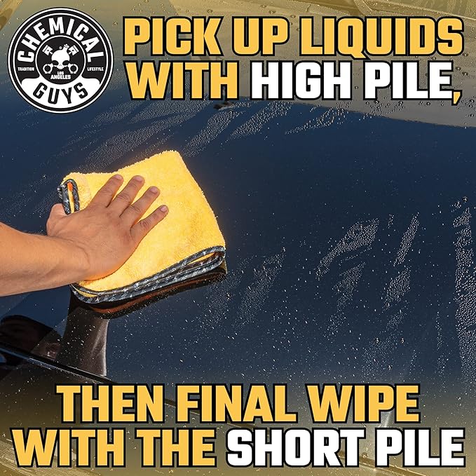 Chemical Guys MIC_506_12 Professional Grade Premium Microfiber Towels, Gold (16 Inch x 16 Inch) (Pack of 12) - Safe for Car Wash, Home Cleaning & Pet Drying Cloths