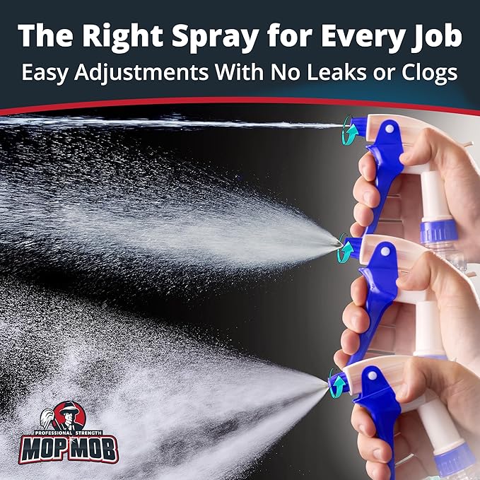 Leak Proof, High Capacity Spray Heads ONLY 3 Pack. Fits 32 Oz Bottles (NOT Incl). Clear, Heavy Duty Plastic Sprayer Replacements for Chemicals, Bleach and Liquid Cleaner. Best Home Cleaning Supplies