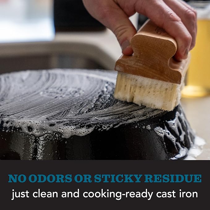 CLARK'S Cast Iron Cleaner 12 oz, Made in USA, Plant Based Coconut Cast Iron Soap for Skillets, Griddles Etc. - Protects, and Restores Cookware
