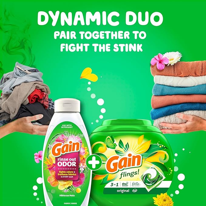 Gain flings! Laundry Detergent Soap Pacs HE Compatible 60 ct Long Lasting Scent Original Scent