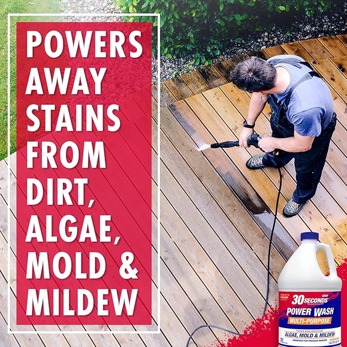 30 SECONDS Pressure Washer Concentrated Cleaner – Power Cleans Stains from Algae, Mold & Mildew, Dirt, Grime – Makes up to 20 Gallons, 2 PACK
