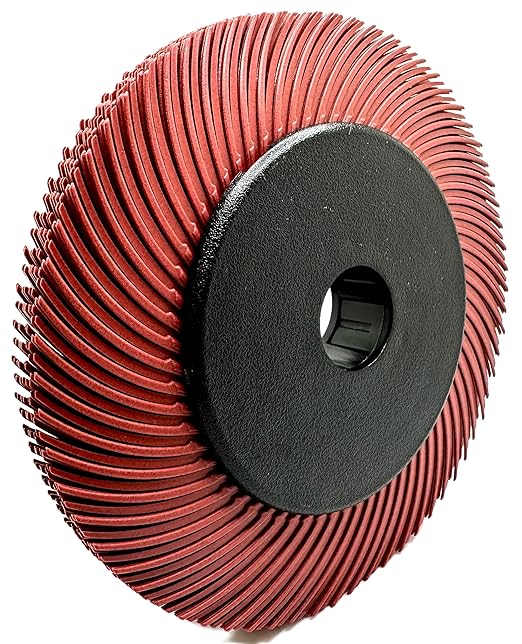 Radial Bristle Brush, 6 in x 1/2 in x 1 in 220 Grit (Red) with Adapter, Type C Curved Bristle (Pack of 1)