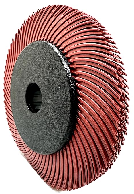 Radial Bristle Brush, 6 in x 1/2 in x 1 in 220 Grit (Red) with Adapter, Type C Curved Bristle (Pack of 1)